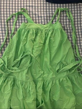 Christopher John Rogers bright lime green Smocked Sundress